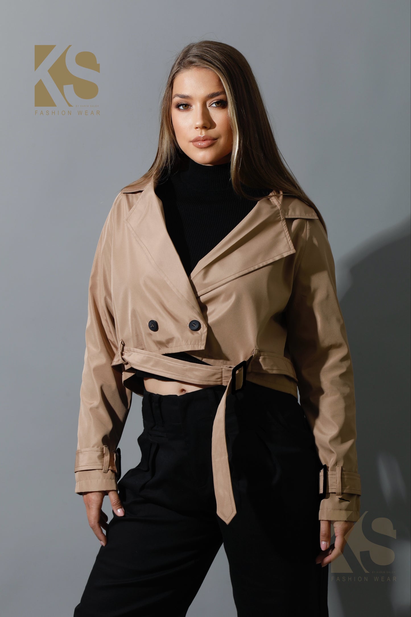 Double Breasted Trench Jacket - Beige