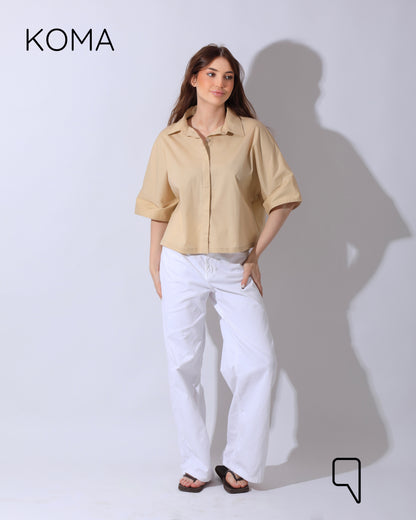 Ashton Poplin Shirt - Beige