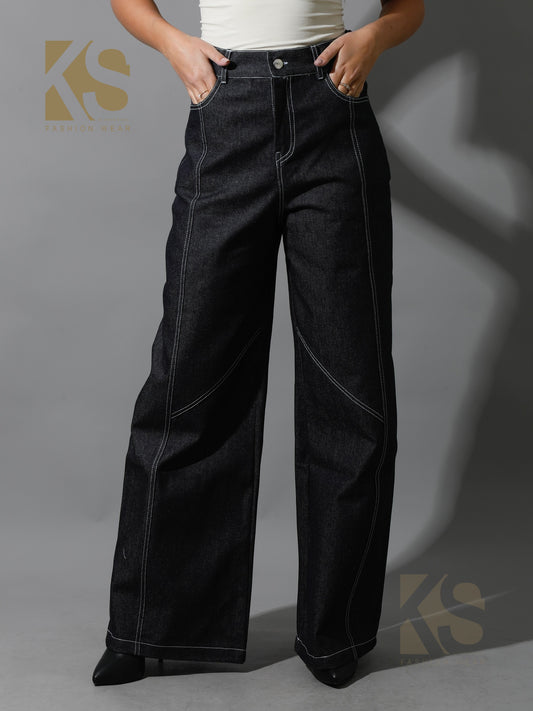 Co-Ord Jeans Cutout Pants - Navy Blue