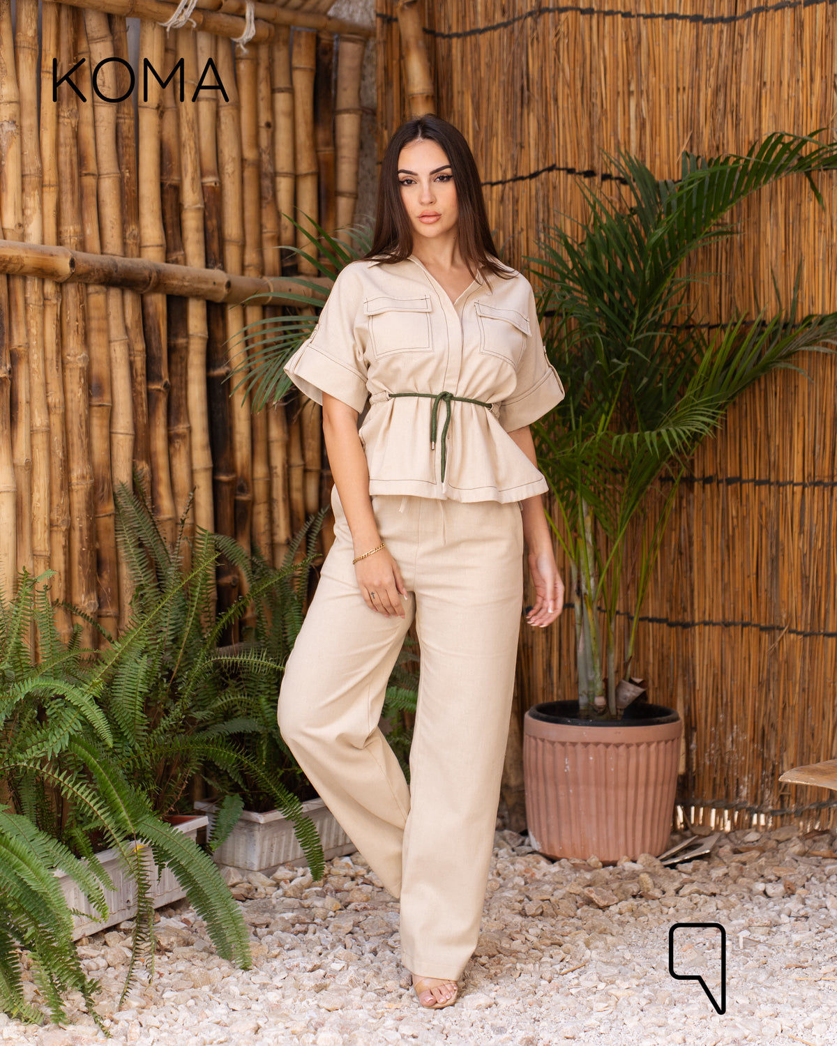 Leilani Stitched Shirt - Beige