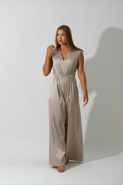 Flared Jumpsuit - Beige