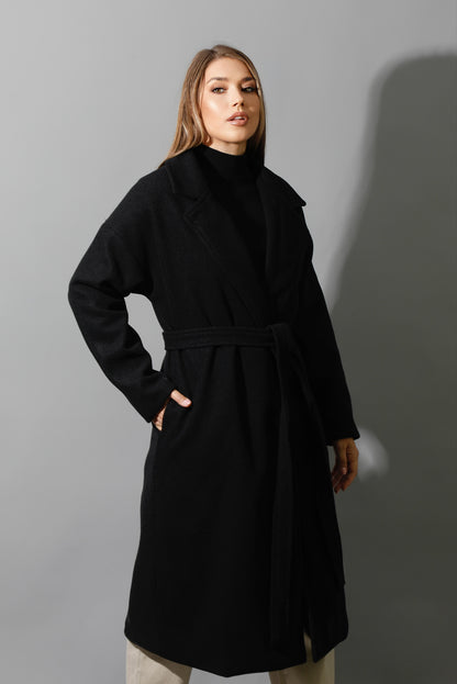 Oversized Wrapped Coat - Black