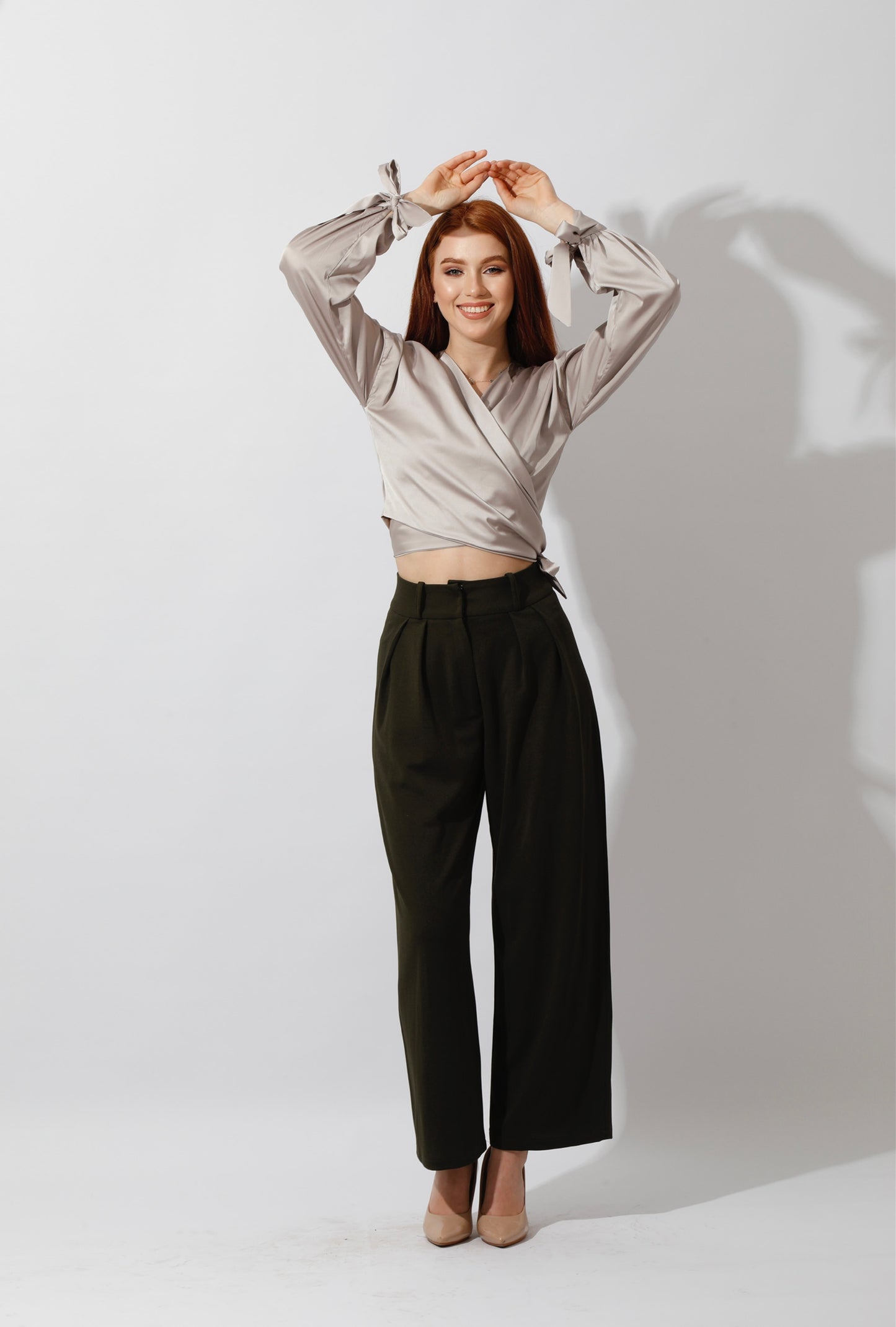 Wrap Tie Blouse - Beige
