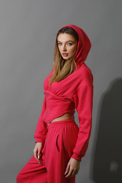 Corset Hoodie Set - Barbie Pink