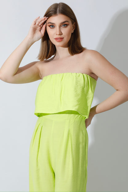 Wide Leg Jumpsuit - Lime Green
