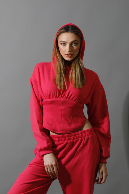 Corset Hoodie Set - Barbie Pink