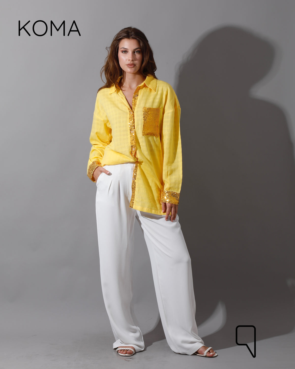 Glitter Long Sleeves Shirt - Yellow