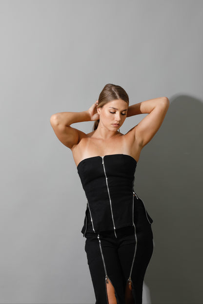 Co-Ord Some Protel Top &  BootCut pants - Black