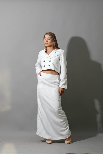 Striped Maxi Skirt Co-Ord - White