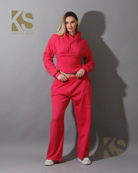 Corset Hoodie & Pants Set - Barbie Pink