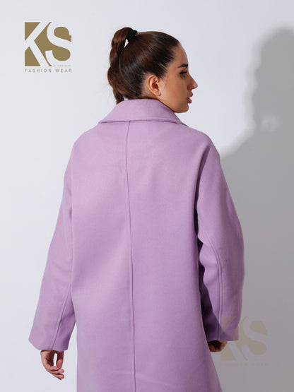 Darcy Long Double Breasted Coat - Lavender