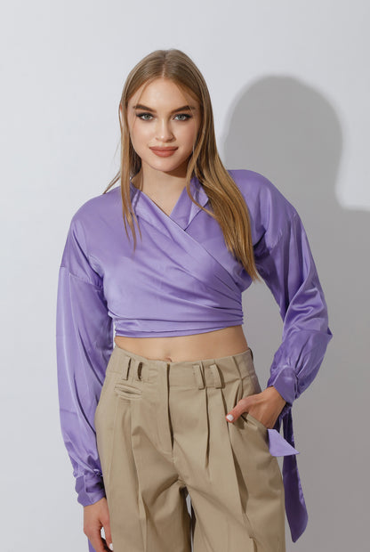 Wrap Tie Blouse - Lavender