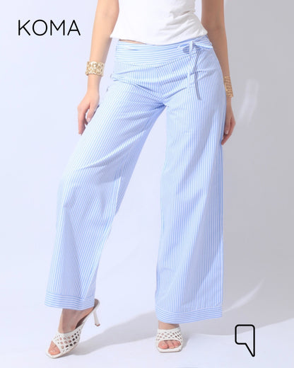 Sloane Striped Low Waist Pants - Baby Blue