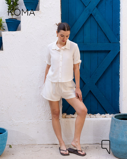 Aubrina Blend Boxer Bermuda Shorts - White