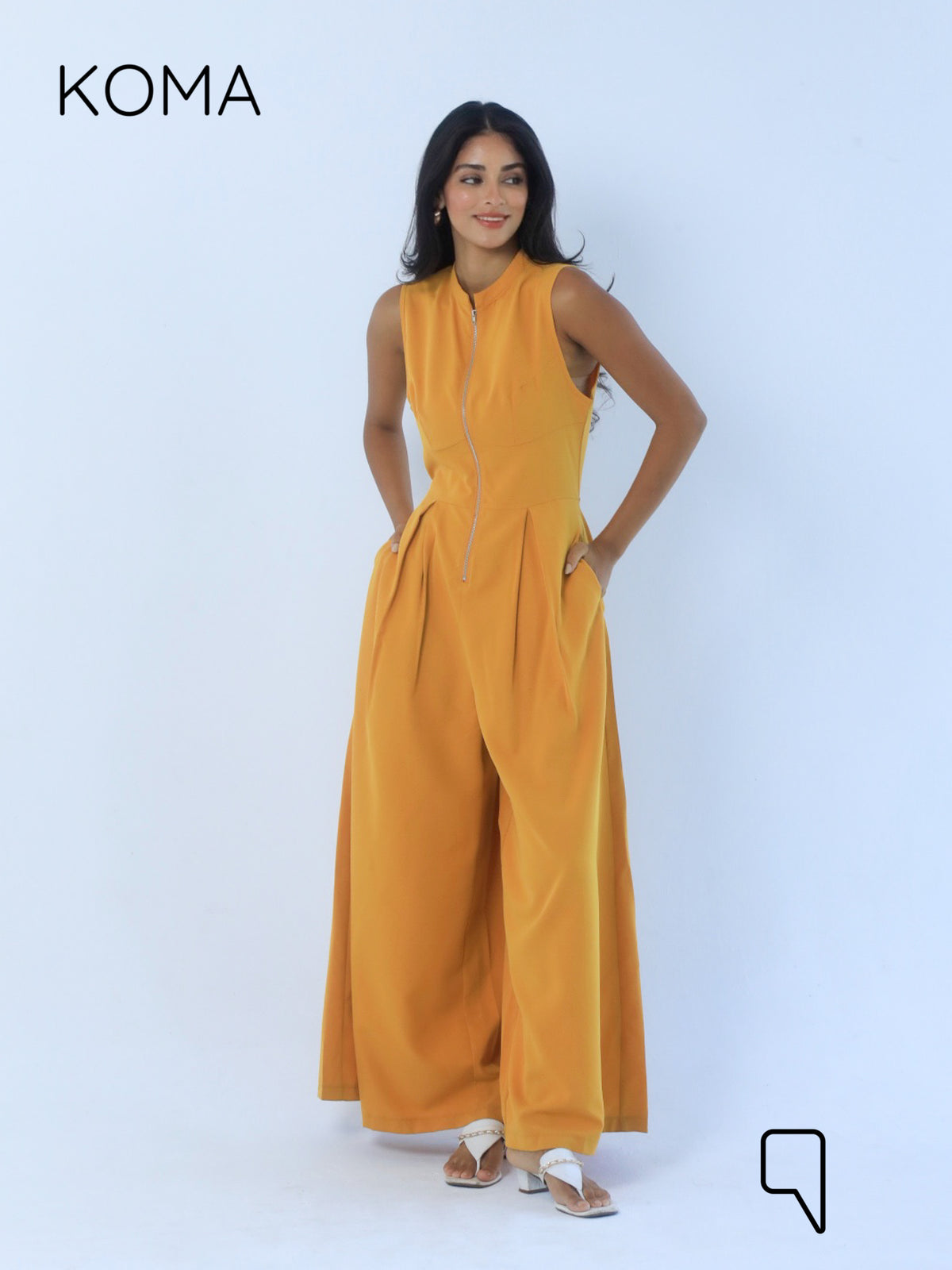 Olivia Sleeveless Wide Leg Jumpsuit - Mustard