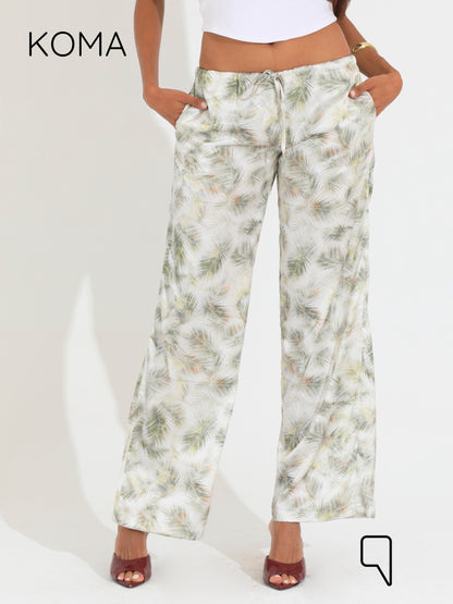 Elsie Lose Fit Trousers - Multicolored Olive