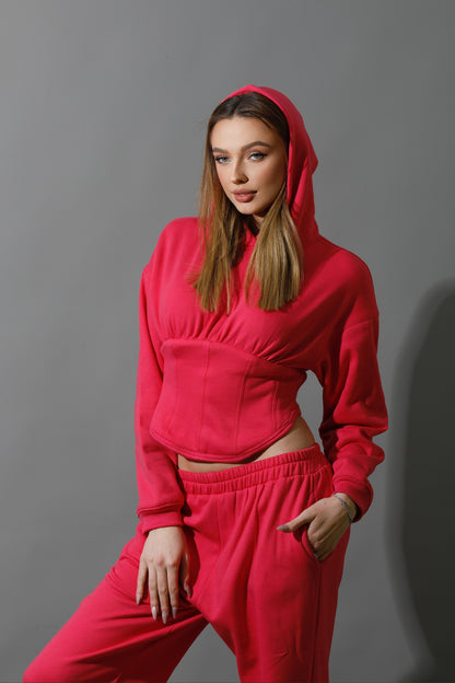 Corset Hoodie Set - Barbie Pink