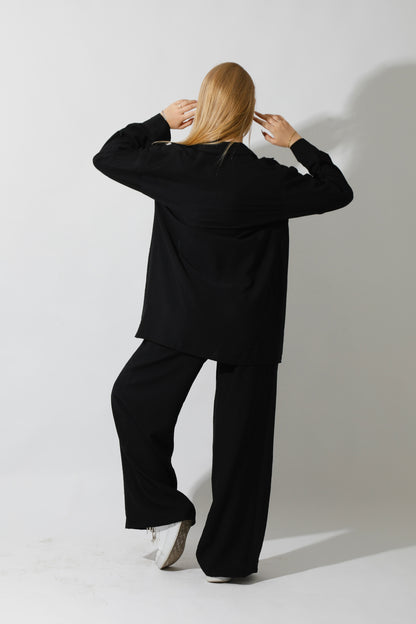 Co-Ord Long Sleeves Shirt - Black