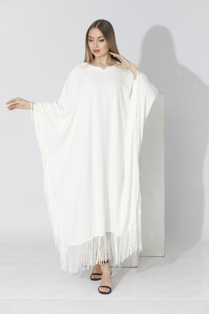 Fringed Maxi Dress - White