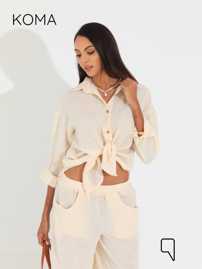 Matilda Long Sleeves Shirt - Beige