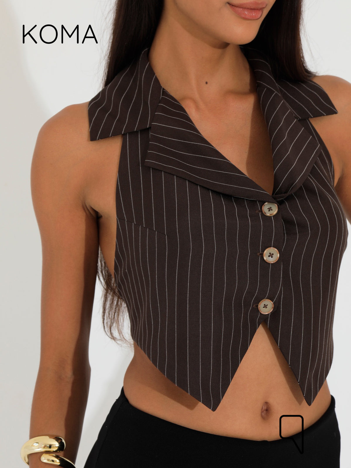 Beccy Backless Formal Vest - Stripped Brown