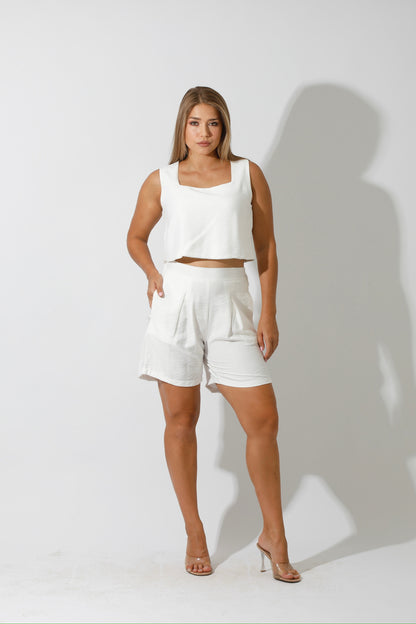 Flared Shorts - White