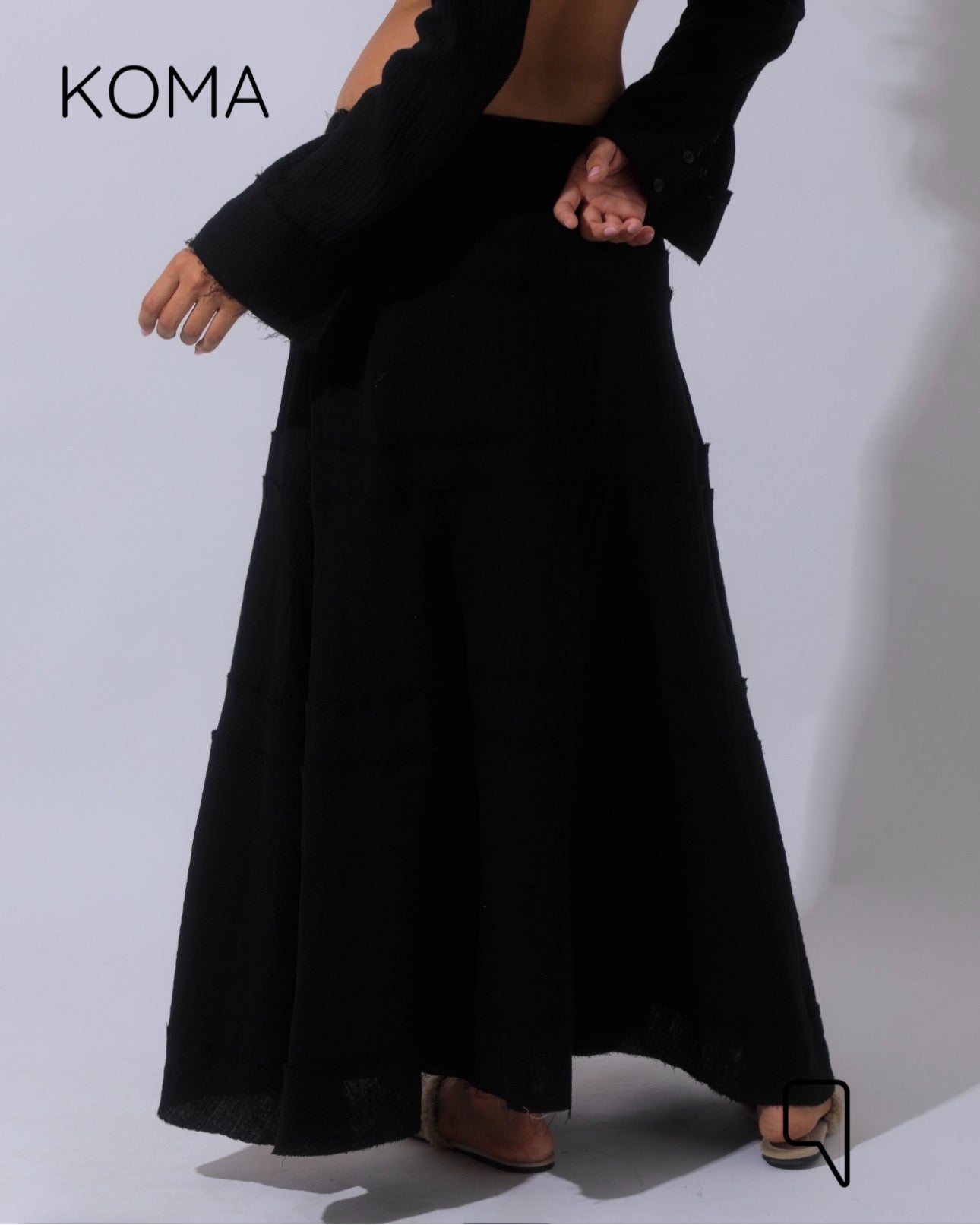 Greta Crincle Cropped Shirt & Skirt Set - Black
