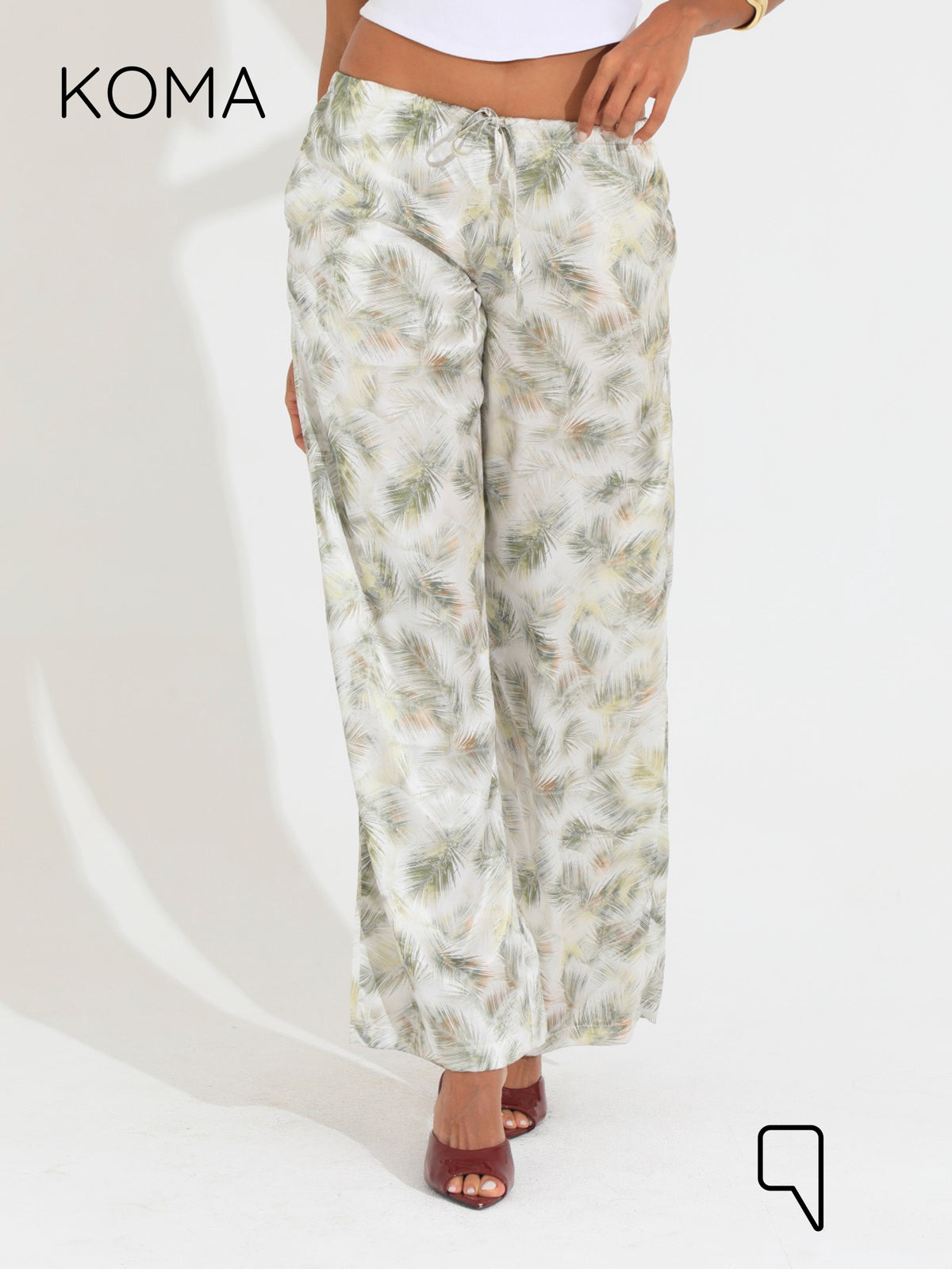 Elsie Lose Fit Trousers - Multicolored Olive