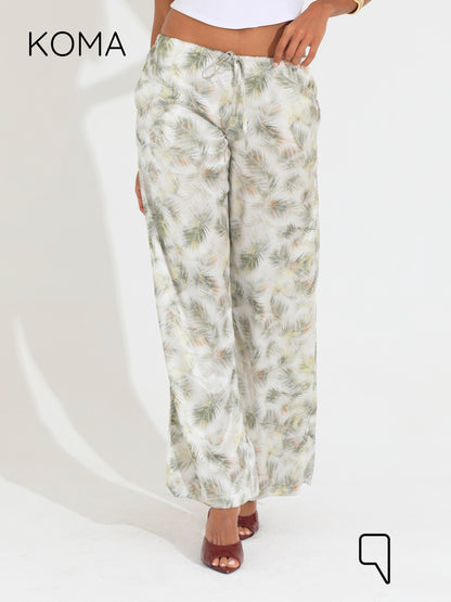 Elsie Lose Fit Trousers - Multicolored Olive