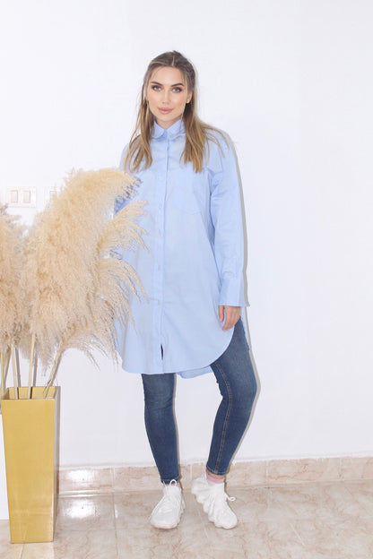 Oversized Shirt Dress - Baby Blue