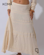 Greta Crincle Cropped Shirt & Skirt Set - Beige