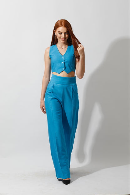 Co-Ord Vest Set - Aqua Blue