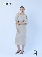 Eve Puff Sleeve Dress - Beige