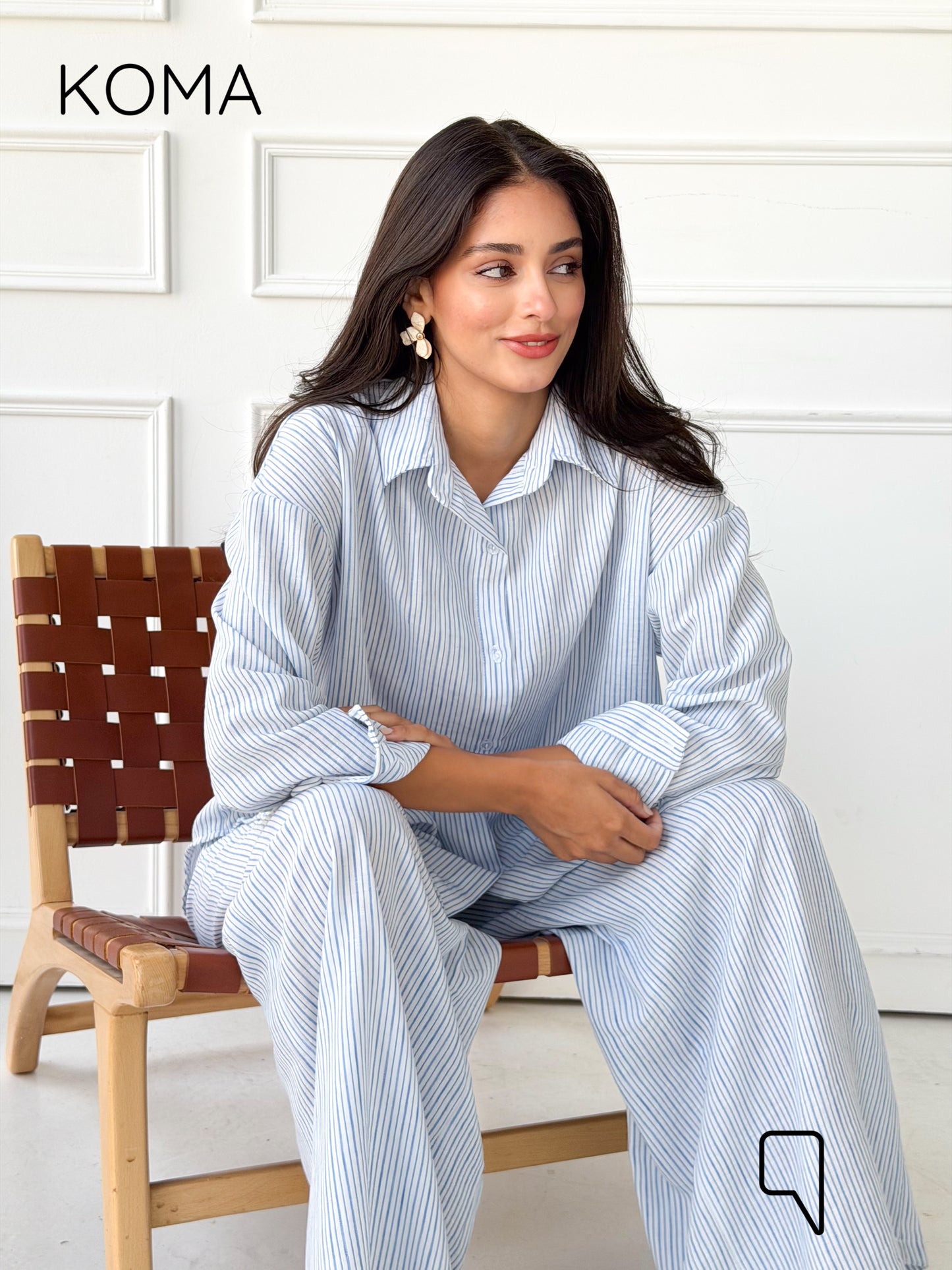 Matilda Long Sleeves Shirt - Striped Blue