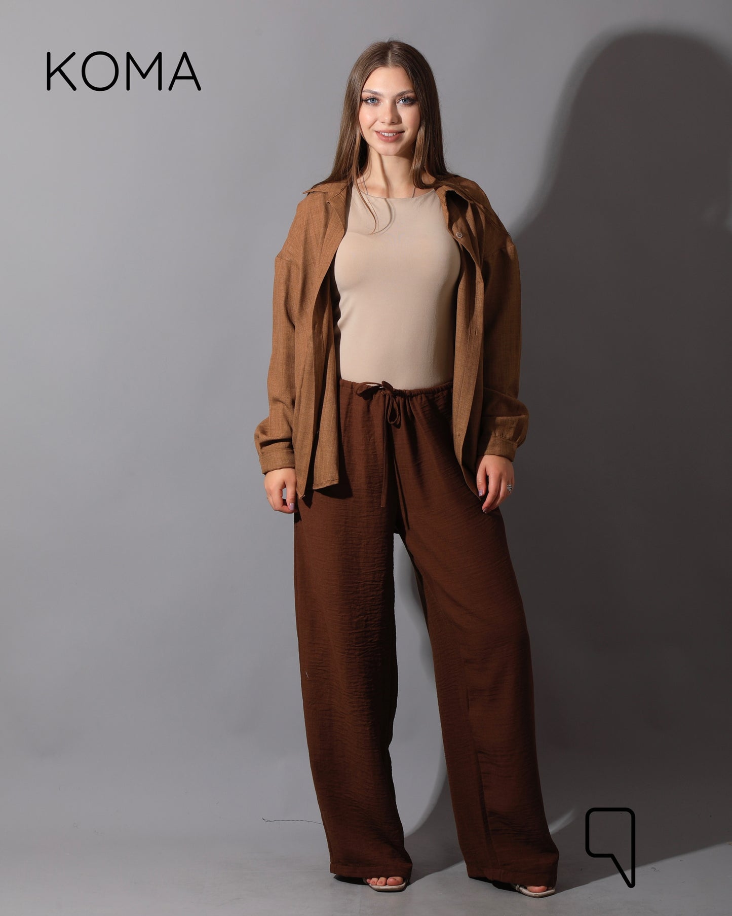 Textured Long Sleeves Shirt - Brown