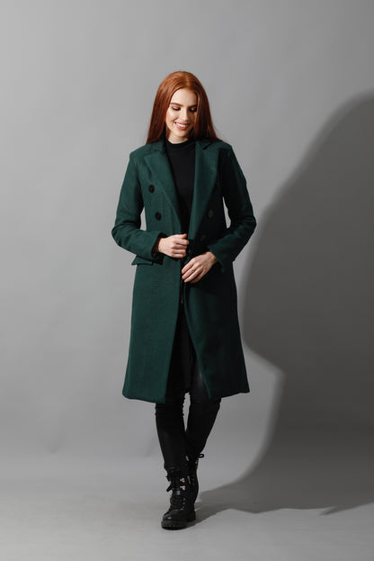 Front Open Coat - Deep Green