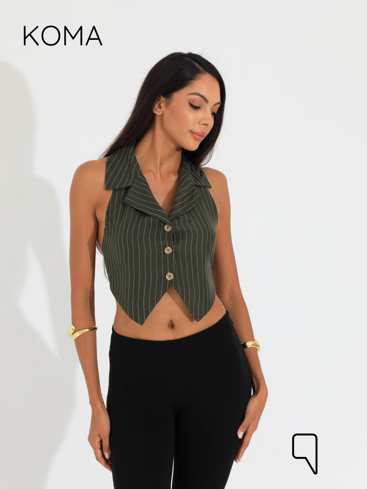Beccy Backless Formal Vest - Stripped Olive