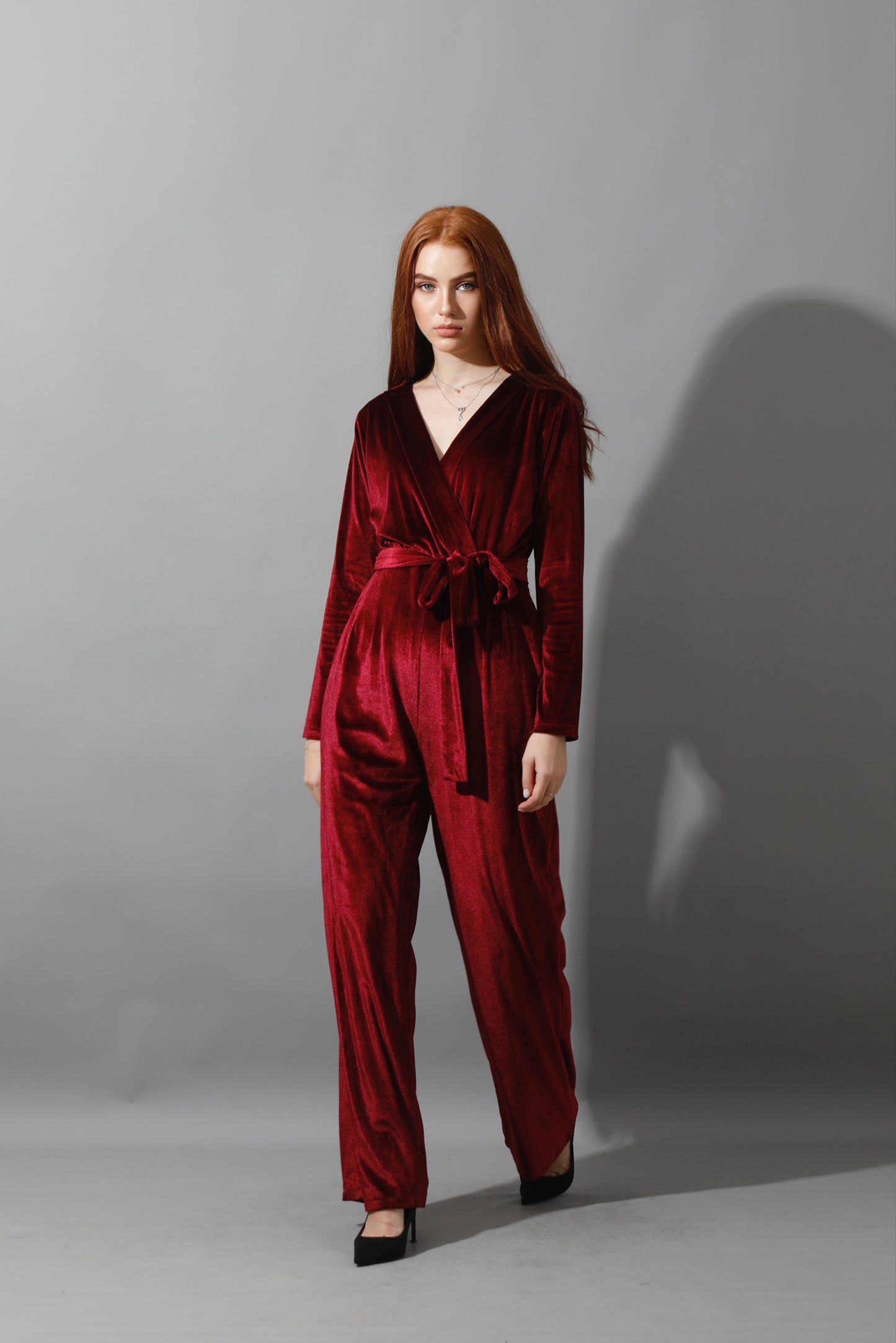 Wrapped wide leg Jumpsuit- Maroon