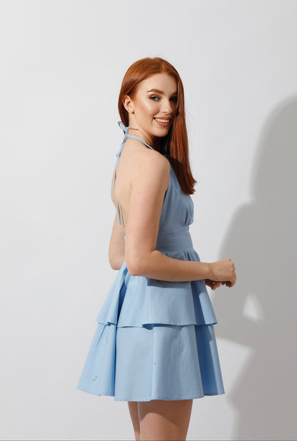 Short Backless Dress  - Baby Blue