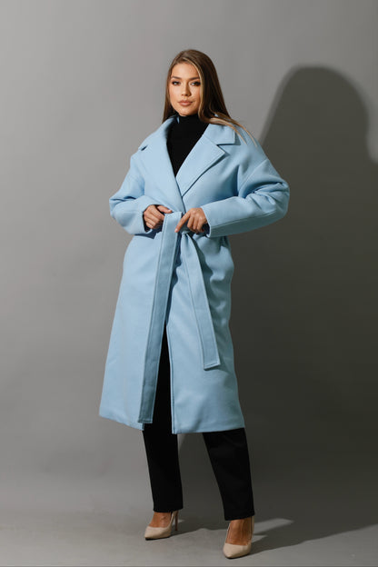 Oversized Wrapped Coat - Babe Blue