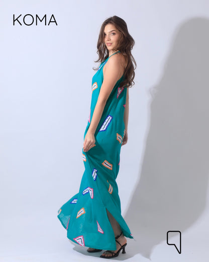 Paulina V Neck Maxi Dress - Multicolored