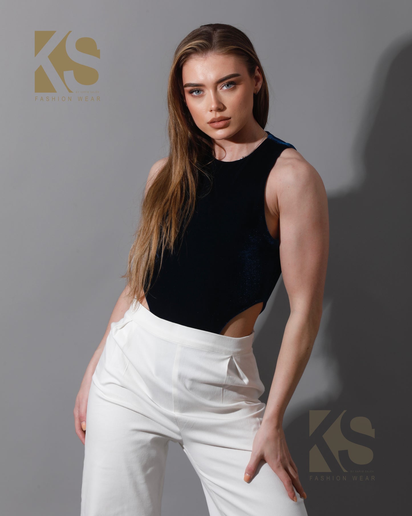 Velvet Body Suit - Navy
