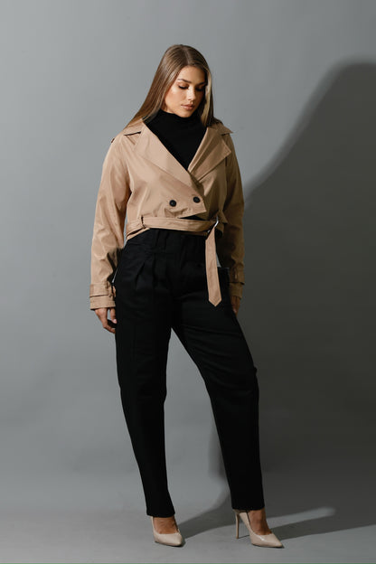 Double Breasted Trench Jacket - Beige