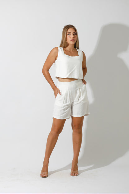 Flared Shorts - White