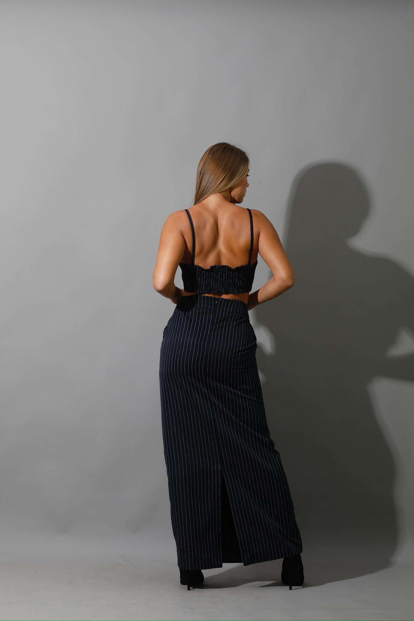 Striped Maxi Skirt Co-Ord - Navy