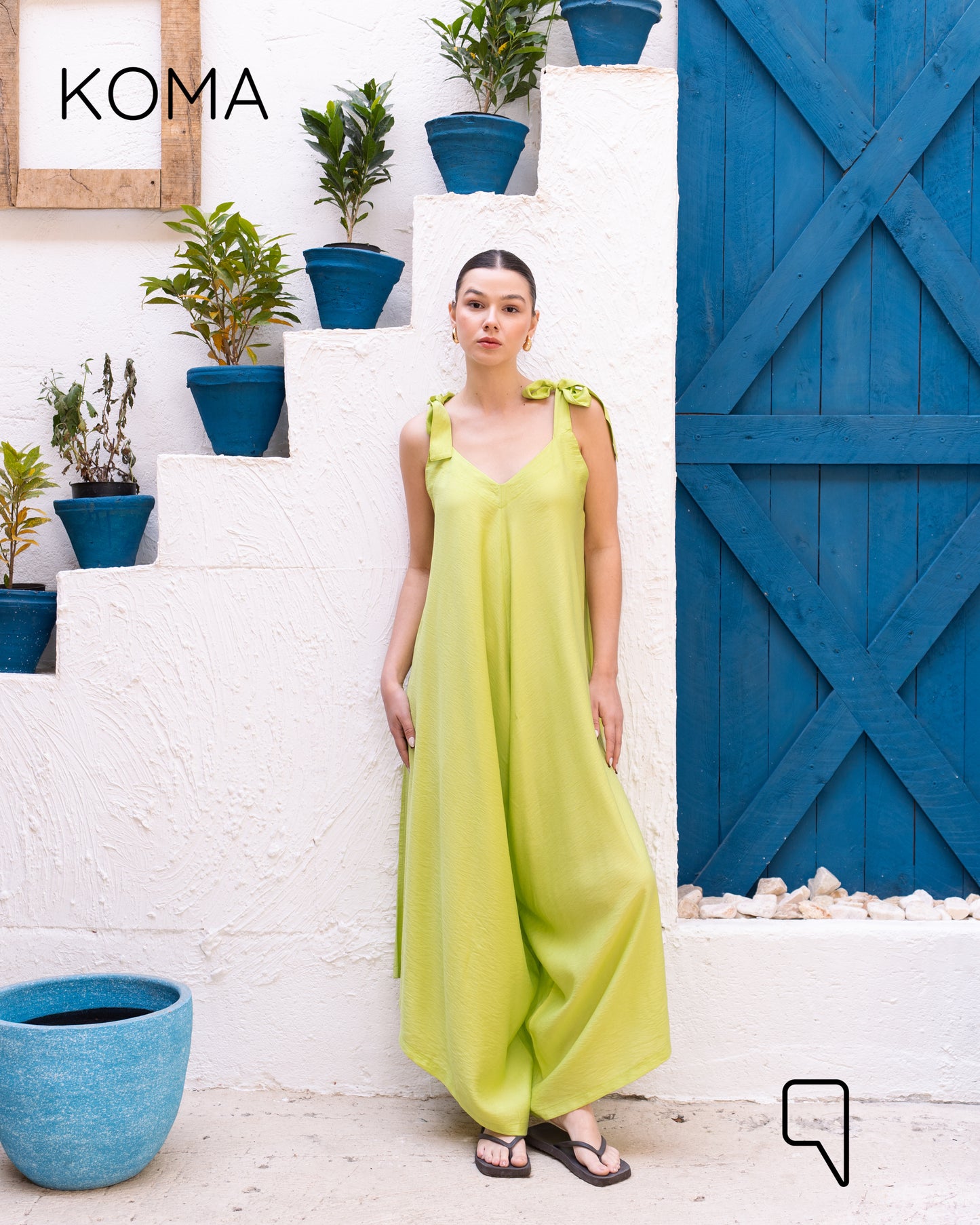 Tied Up Lose Jumpsuit - Lime Green