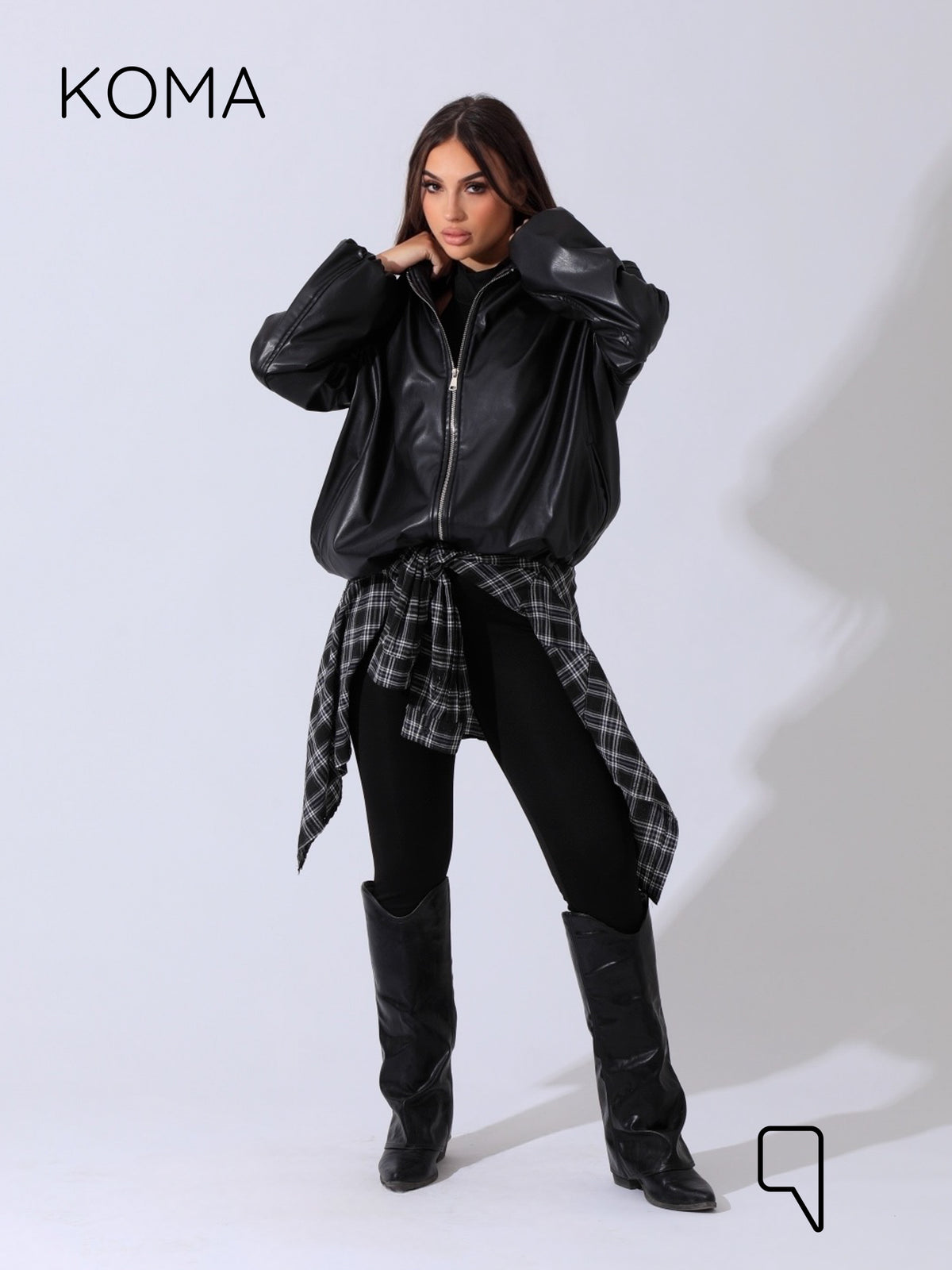 Mollie Leather Relaxed Jacket - Black