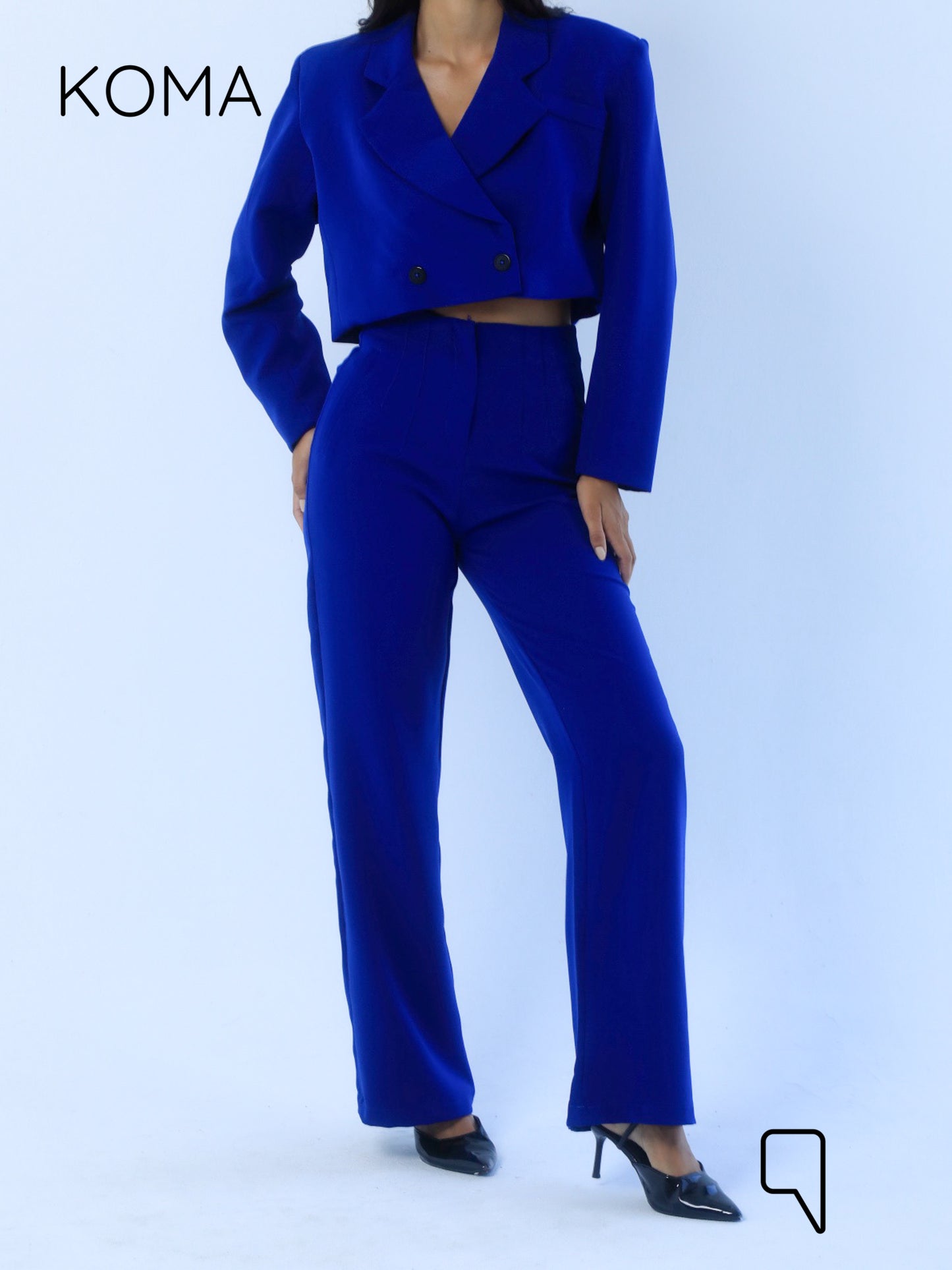 Uma Cropped Blazer - Electric Blue