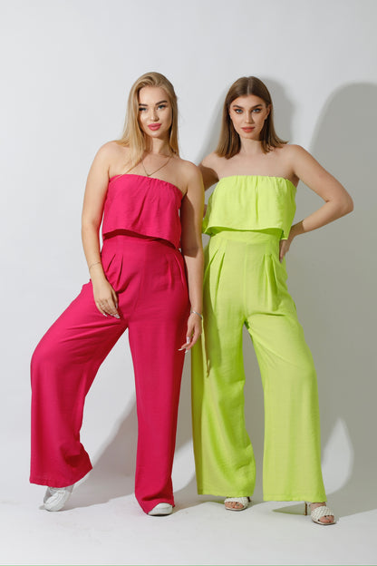 Wide Leg Jumpsuit - Lime Green