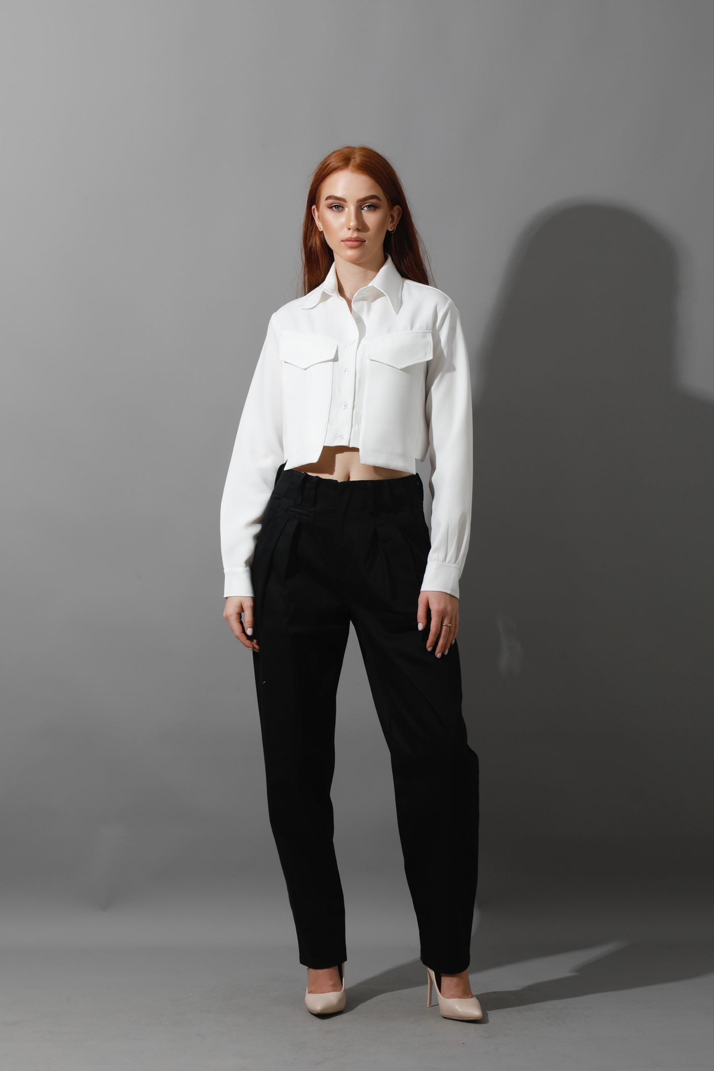 High Rise Paper-Bag Pants - Black